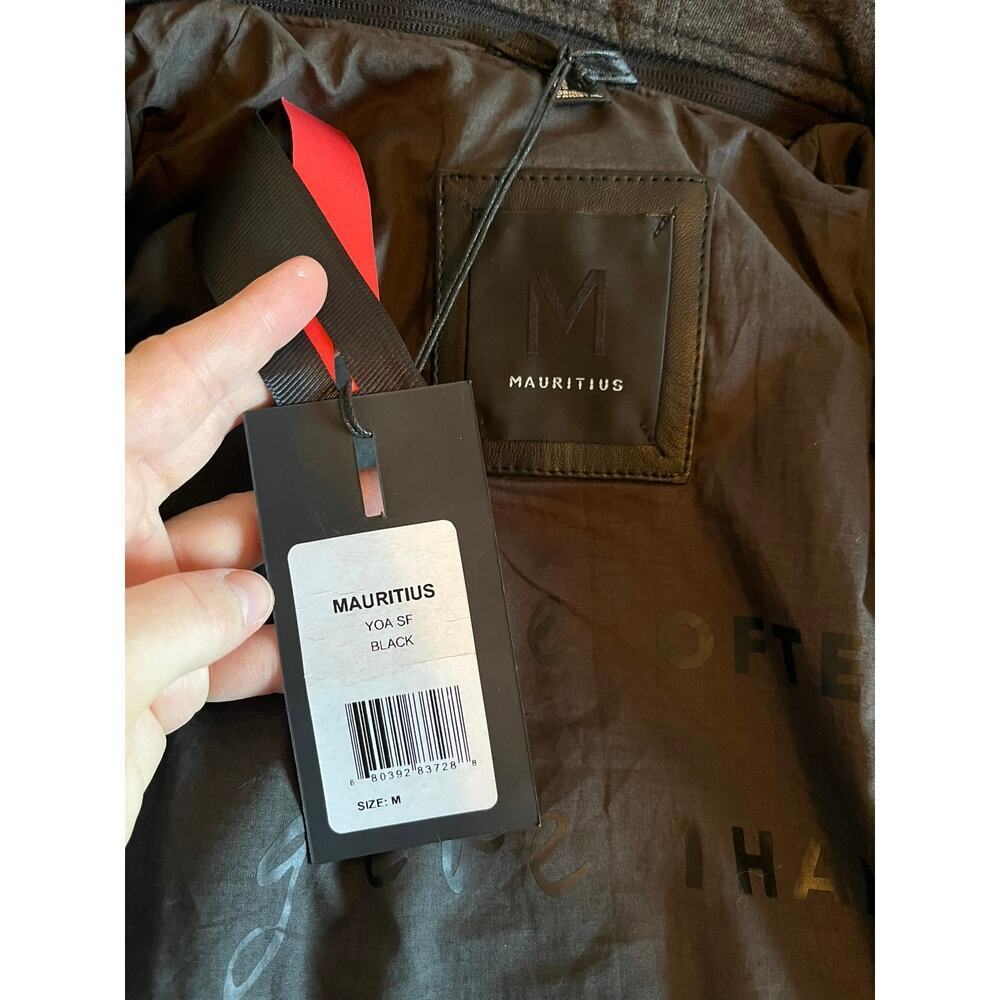 Mauritius Black Leather Jacket Medium Slim Fit NWT - Picture 12 of 13